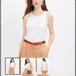 LOFT. Foil Rope Trim Linen Blend Racerback Tank Top